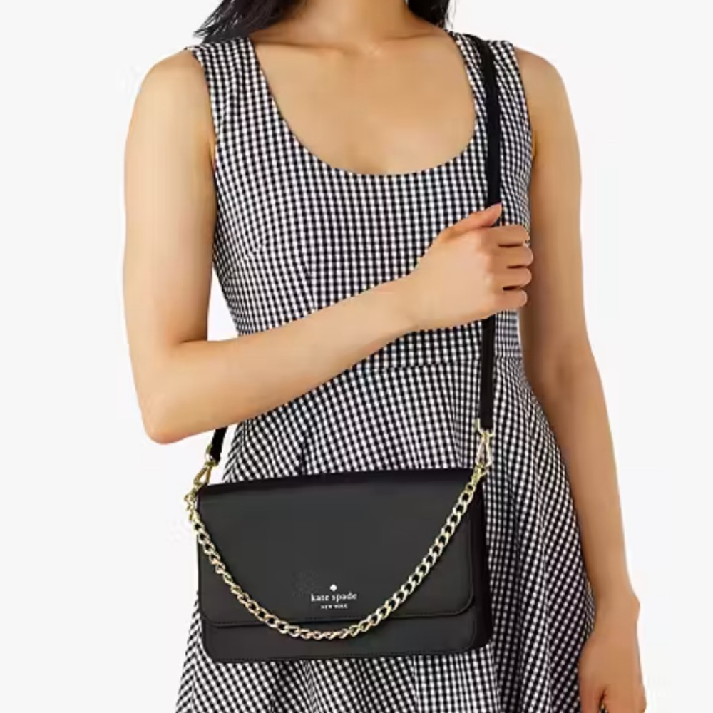NWT Kate Spade Madison Willow Medium Flap Convertible Crossbody Purse in Black - Picture 2 of 11